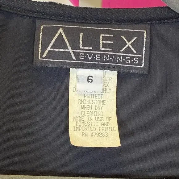 Alex Evenings Elegant Black Velvety Jacket. Size 6. Rhinestones on the edges. - Picture 4 of 7
